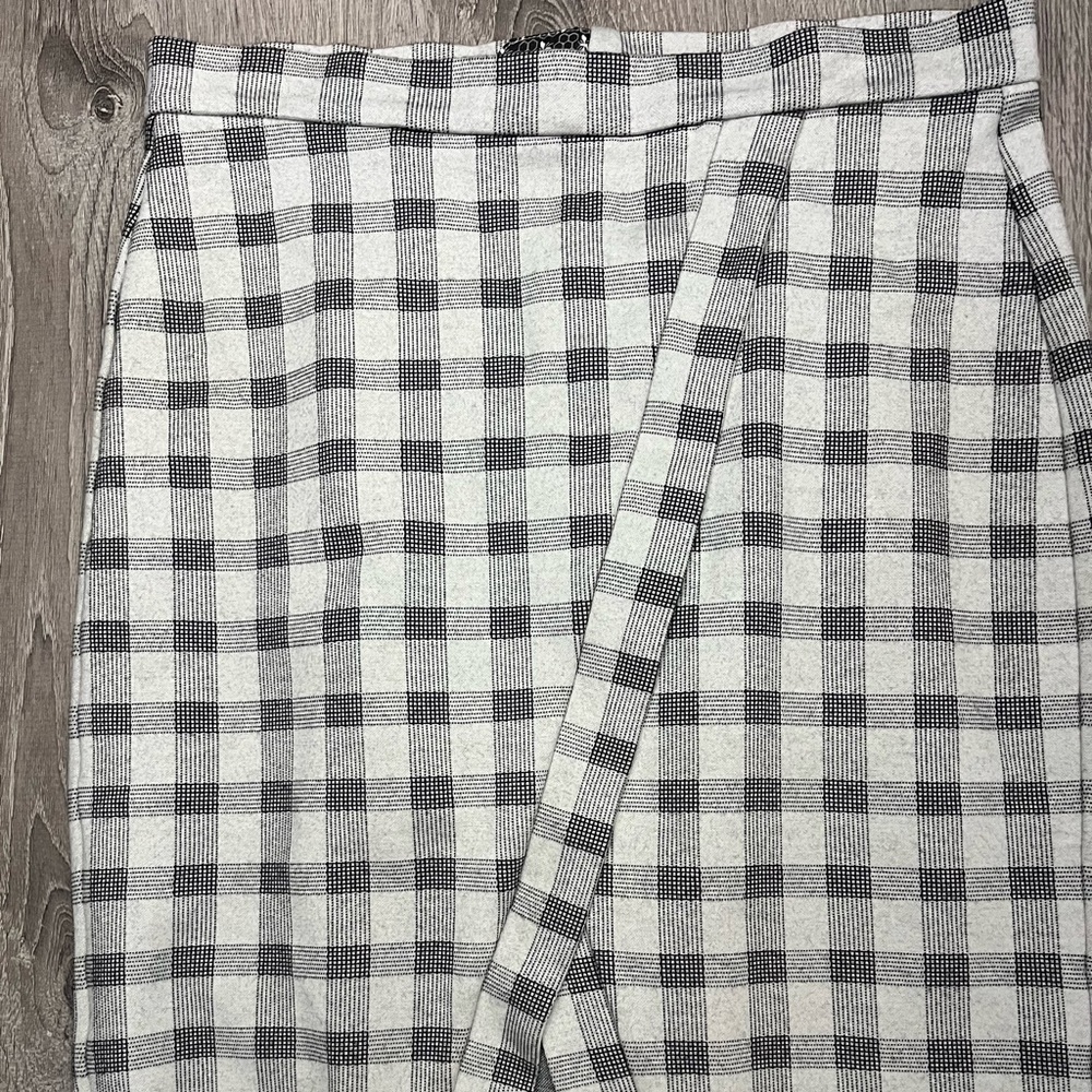 Cabi Plaid Faux Wrap Skirt in Black and White